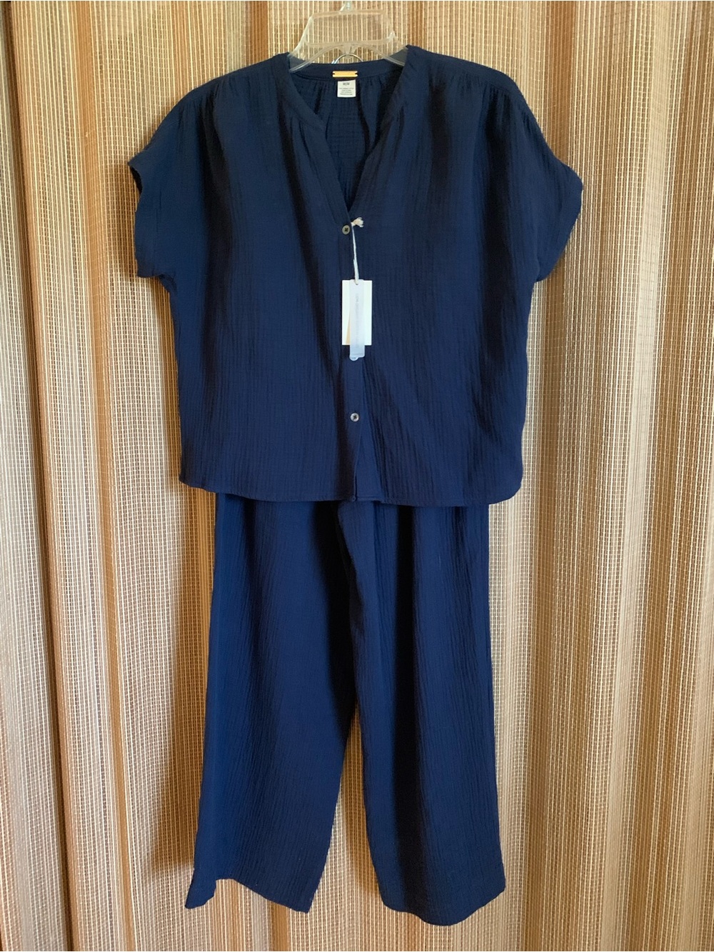 NWT Magaschoni ORGANIC Gauze Pants and Short-Sleeve Button Top Set